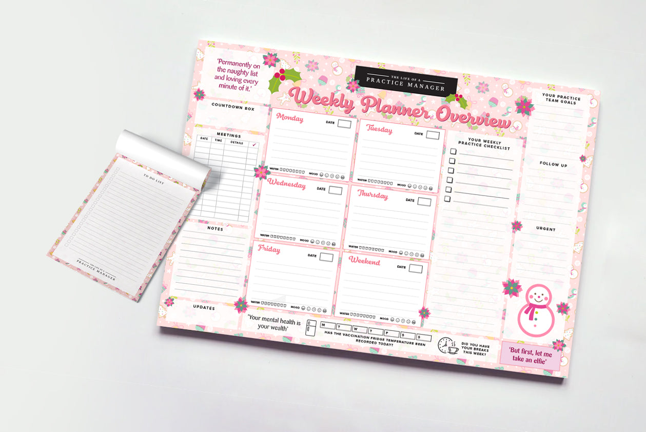 Limited Christmas Edition:  Bundle - A3 Desktop Weekly Planner and A5 Notepad